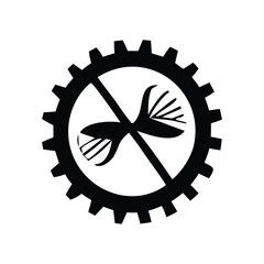 Sleek black vector icon depicting an abstract elongated connector or data link with two internal textured circles, symbolizing modern technology, audio, or interface designs