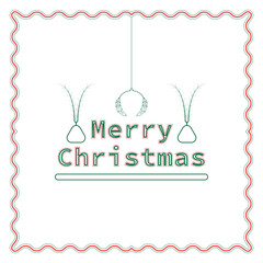 Elegant Merry Christmas Message with Festive Border and Hanging Ornaments
