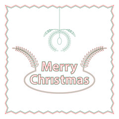 Merry Christmas Line Art Greeting with Festive Foliage