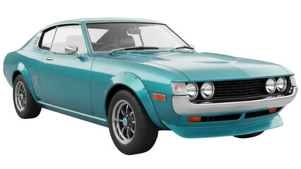 Naklejka premium Isolated Vintage Teal Car, Classic Celica Design, Clean Look. High quality image for advertising