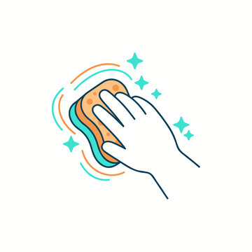 Cleaning, Polishing icon logo flat vector design