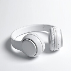 White Wireless Headphones Mockup Isolated on Clean White Background