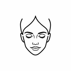 Minimalist Line Art Drawing of a Serene Female Face with Closed Eyes.