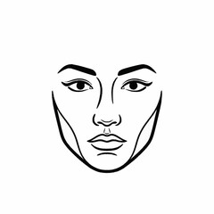 Minimalist Line Art Drawing of a Womans Face.