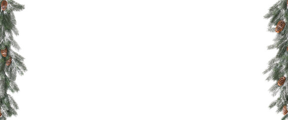 Festive Evergreen Garland Borders Framing a Clean White Backdrop on a transparent background