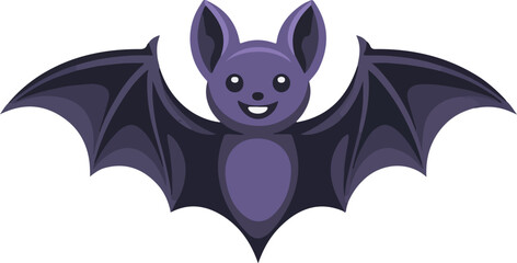 Obraz premium Flying Cartoon Bat Vector Graphic Illustration with Purple Hue and Smiling Face ...