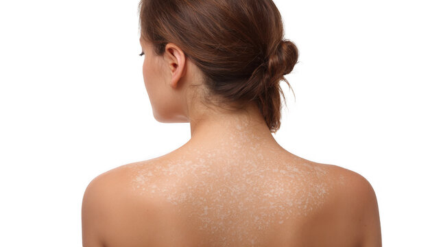 Shingles virus causing painful rash with blisters on back skin, isolated on transparent background, perfect for medical and healthcare publications