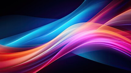 Obraz premium Vibrant colorful abstract waves on dark background for modern design