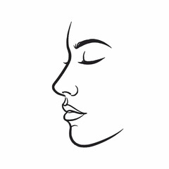 Minimalist Line Art Drawing of a Womans Face in Profile.