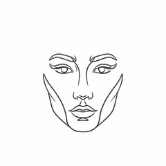 Minimalist Line Art Drawing of a Womans Face.