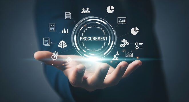 Digital concept of procurement management system in business technology - Powered by Adobe