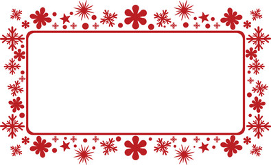 Decorative Red Christmas Frame with Snowflake Ornament Border