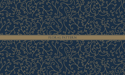 Luxury Navy Blue and Gold Seamless Swirl Pattern