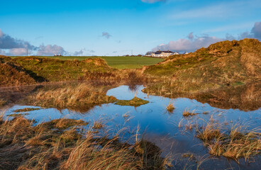 Obraz premium The sand dune slacks after heavy rain at Abberfraw Anglesey