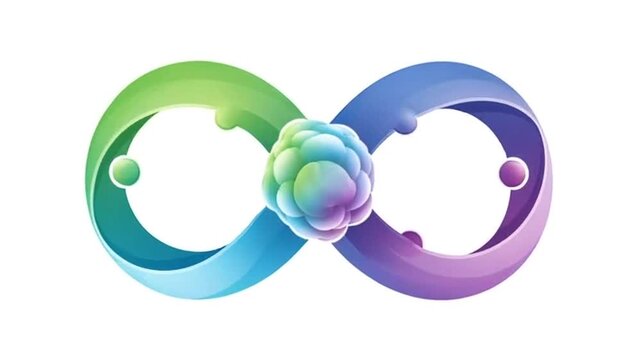 Animated Infinite Loop DNA Structure with Molecular Spheres and Colorful Design for Scientific