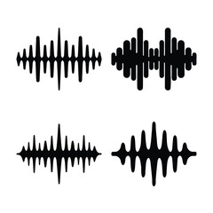 Audio spectrum sound waves visualization set on white background