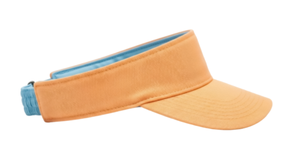 Peach-colored visor PNG isolated on transparent background, sun protection headwear for sports and outdoor activities, summer fashion accessory
