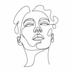 Minimalist One Line Art Drawing of a Womans Face.