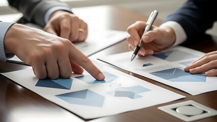 Business people analyzing financial documents.