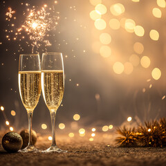 Luxury New Year Background with Golden Sparkles and Soft Focus Glow