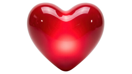 Shiny red heart isolated PNG on transparent background, glossy love symbol for Valentine s Day and romantic design projects