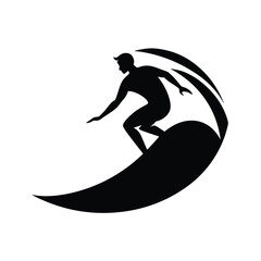 Surfing Action Scene Showing Balance Strength And Extreme Water Sport Line Art Vector illustration