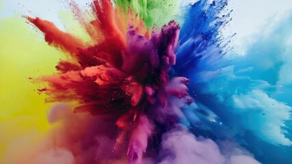 A vibrant explosion of colors in the shape of an abstract design against the backdrop of a clear sky.