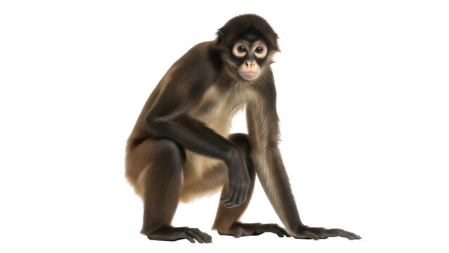 Spider monkey PNG isolated on transparent background, primate with long limbs and prehensile tail, tropical rainforest animal