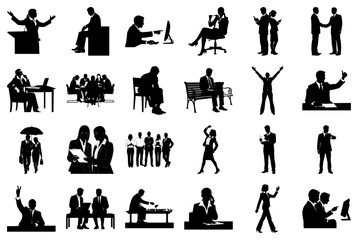 Business Silhouettes Collection Diverse Professional Scenarios Keywords: business, silhouette