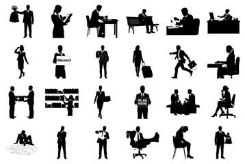 Business Silhouettes Collection Diverse Activities And Professions Keywords: business