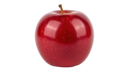 Shiny red apple isolated PNG on transparent background, fresh fruit with stem for healthy eating and food design