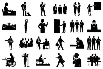 Business Silhouettes in Office and Meeting Settings