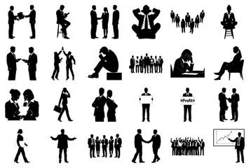 Business Silhouettes Showing Success and Stress people