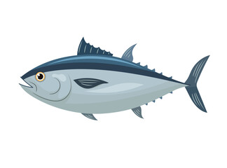 Tuna fish. Flat vector clipart, illustration with isolated background.
