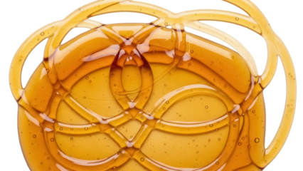 Golden honey swirl isolated PNG on transparent background, sweet organic food with bubbles for healthy eating and natural sweetener concept
