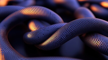 Macro of interconnected, textured links with gradient lighting and depth of field