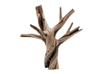 Dry tree stump with branches isolated on transparent background