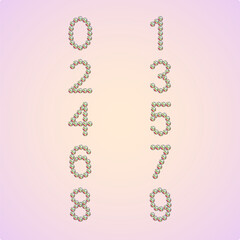 Luxury Crystal Diamond Numbers Set, vector Illustration isolated on light background