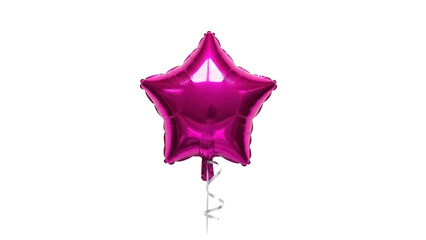 Fuchsia star balloon isolated PNG on transparent background, festive party decoration for birthday...