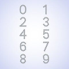 Luxury Crystal Diamond Numbers Set, vector Illustration isolated on gloomy background