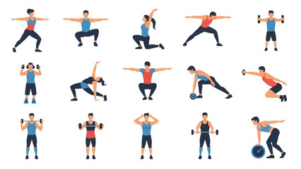 Fitness and Exercise Routine Illustrations
