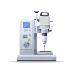 Illustration vectorielle d&rsquo;une perceuse &agrave; colonne num&eacute;rique sur &eacute;tabli