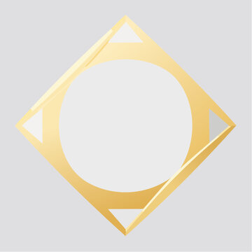 Cadre vectoriel dor&eacute; en losange avec ouverture circulaire &ndash; design g&eacute;om&eacute;trique &eacute;l&eacute;gant et moderne