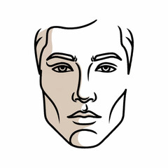 Stylized Male Face Outline with Shaded Contours.
