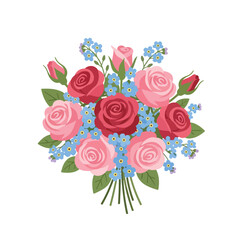 Fototapeta premium Illustration of a bouquet of roses and flowers in a beautiful arrangement