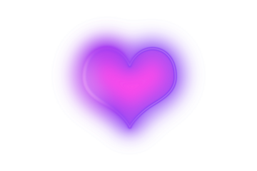 Vibrant Glowing Purple Neon Heart with Soft Gradient Fill