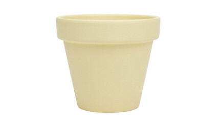 Beige ceramic flower pot isolated PNG on transparent background, simple container for plants and...