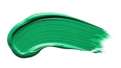 Emerald green paint stroke PNG isolated on transparent background, vibrant color swatch for design and artistic projects