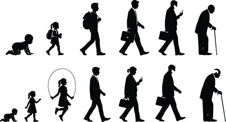 Obraz premium Diverse group of people line art vector illustration set, standing and sitting poses, urban youth, leisure, friendship, black outline minimal graphic design elements, full body drawing.