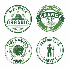 Set of vintage organic labels